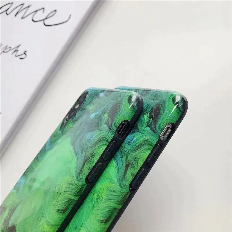 DISCASE модный Psychedelic Зеленый Мраморный чехол для телефона iphone XS MAX XR X 8 7 6 6s plus