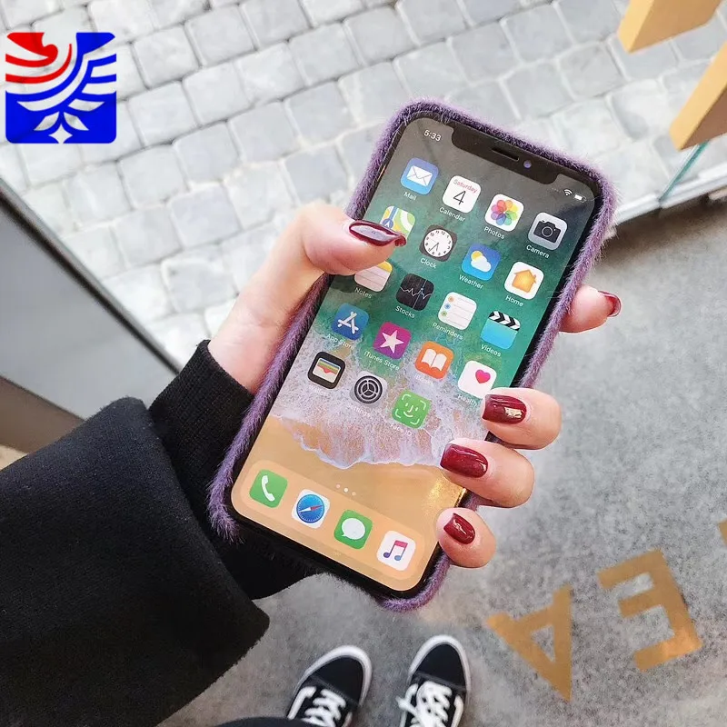 Простой теплый зимний плюшевый чехол PEIPENG с меховым помпоном и кольцом на палец