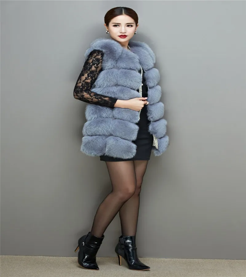 Жилет из лисьего меха новинка 2018 Модный зимний женский жилет натурального 70 см