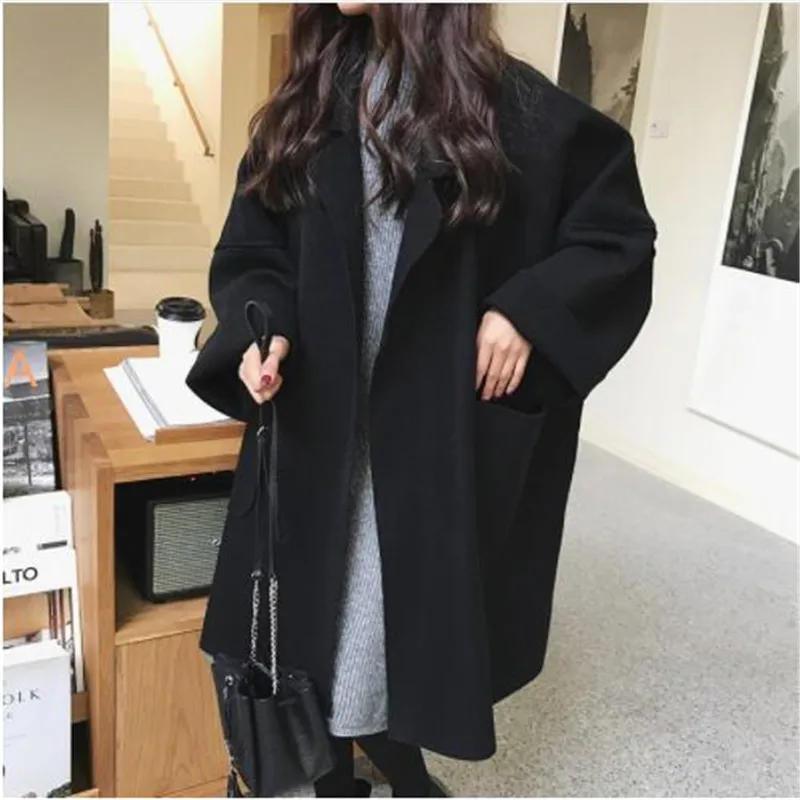 

Women Autumn 2018 Clothes Oversize Woolen Cloak Jacket Coat