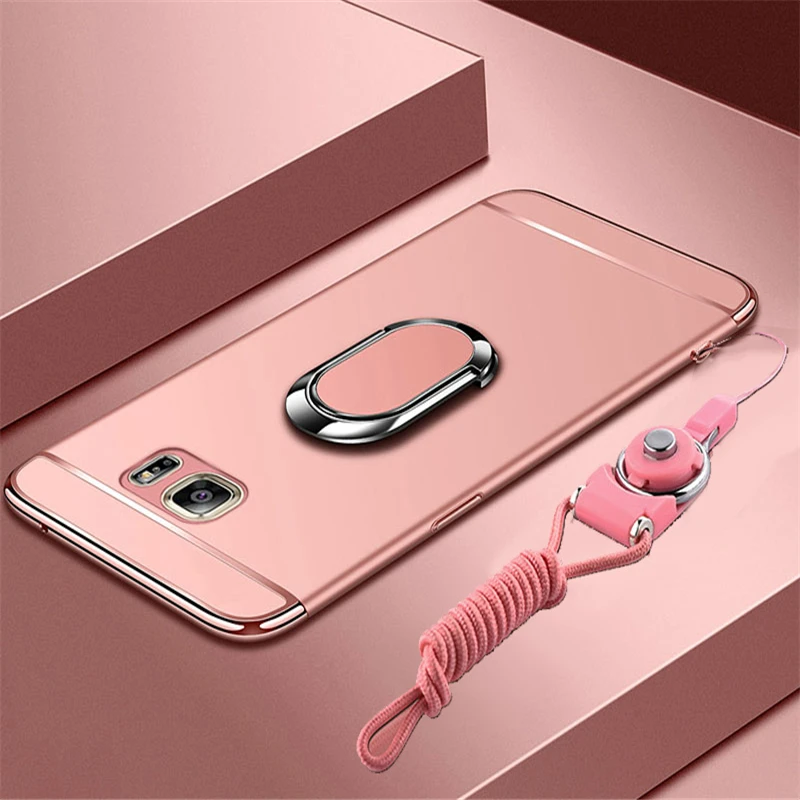 Rose Gold Для samsung Galaxy S9 S8 Plus S7 Edge роскошное магнитное кольцо ультра тонкий матовый Жесткий PC чехол для телефона для samsung Galaxy Note 9 8 Funda - Цвет: Rose Gold