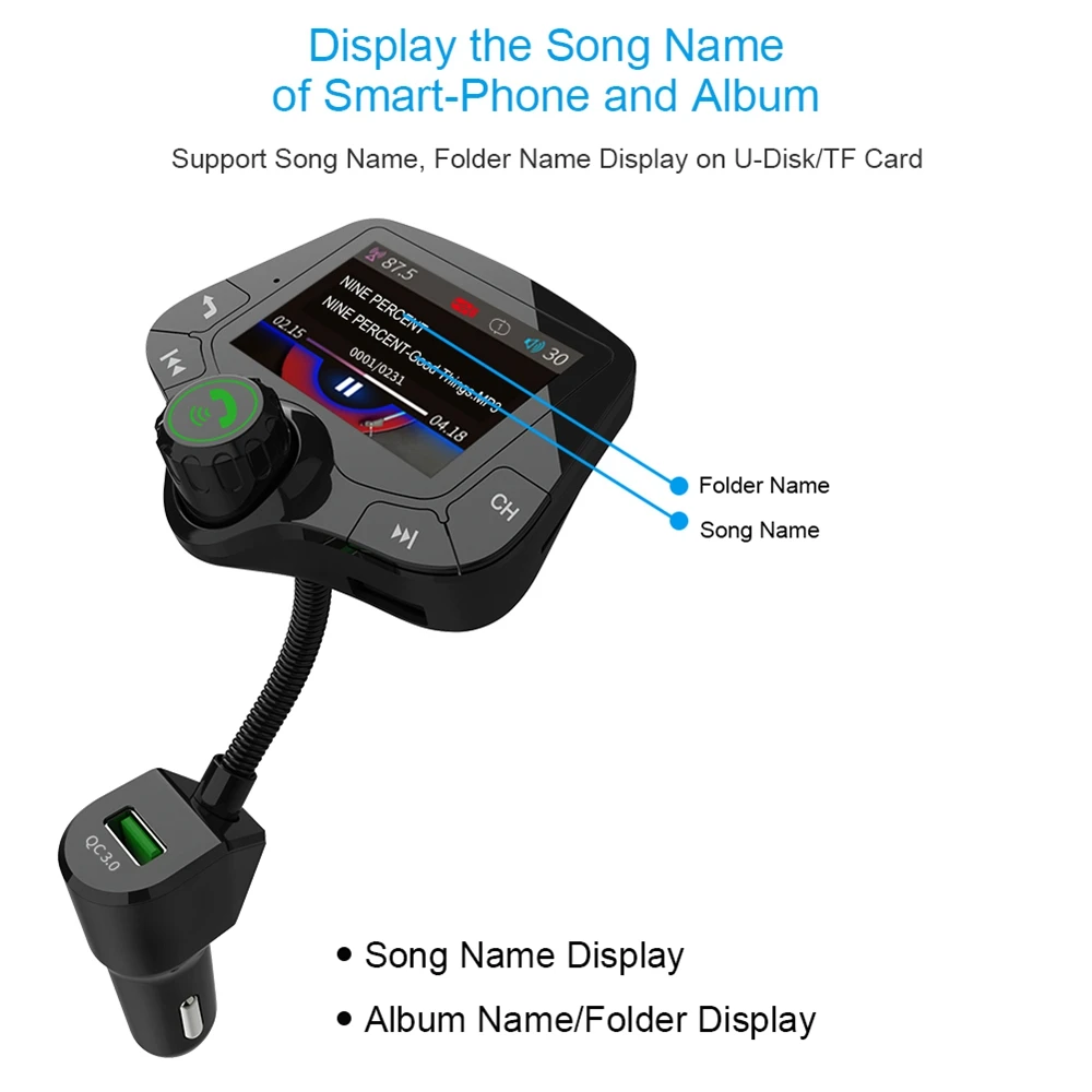 G24 HD цветной экран беспроводной автомобильный комплект Bluetooth MP3 плеер Hands-free вызов fm-передатчик автомобильный комплект поддержка QC 3,0 быстрое зарядное устройство