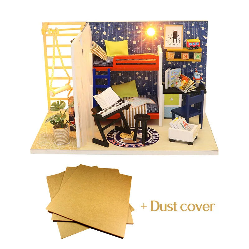 With Dust cover 901 Кукольный домик в японском стиле, миниатюрный кукольный домик с мебелью, деревянный дом, 3d миниатюрный кукольный домик, игрушки для детей, подарок - Цвет: With Dust cover 901