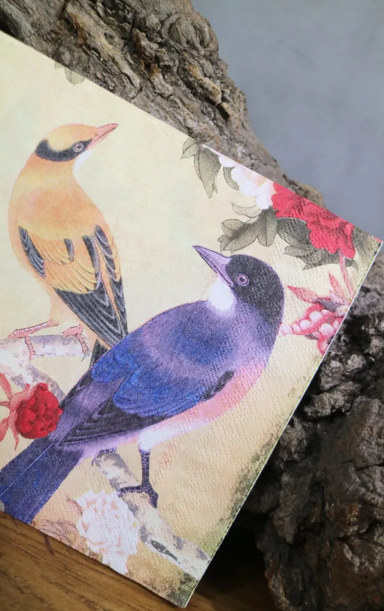 Винтажные двухслойные бумажные салфетки в китайском стиле с птицами и napkins-20pcs 33x33