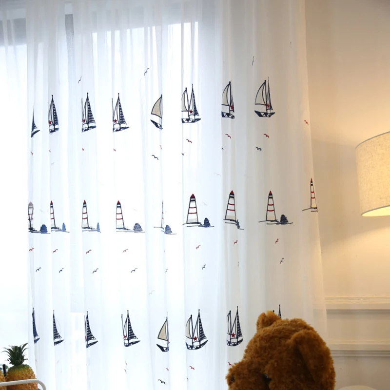 Новые кафе Dormitorio парусная лодка шторы Вышитые Тюль для гостиной оконные