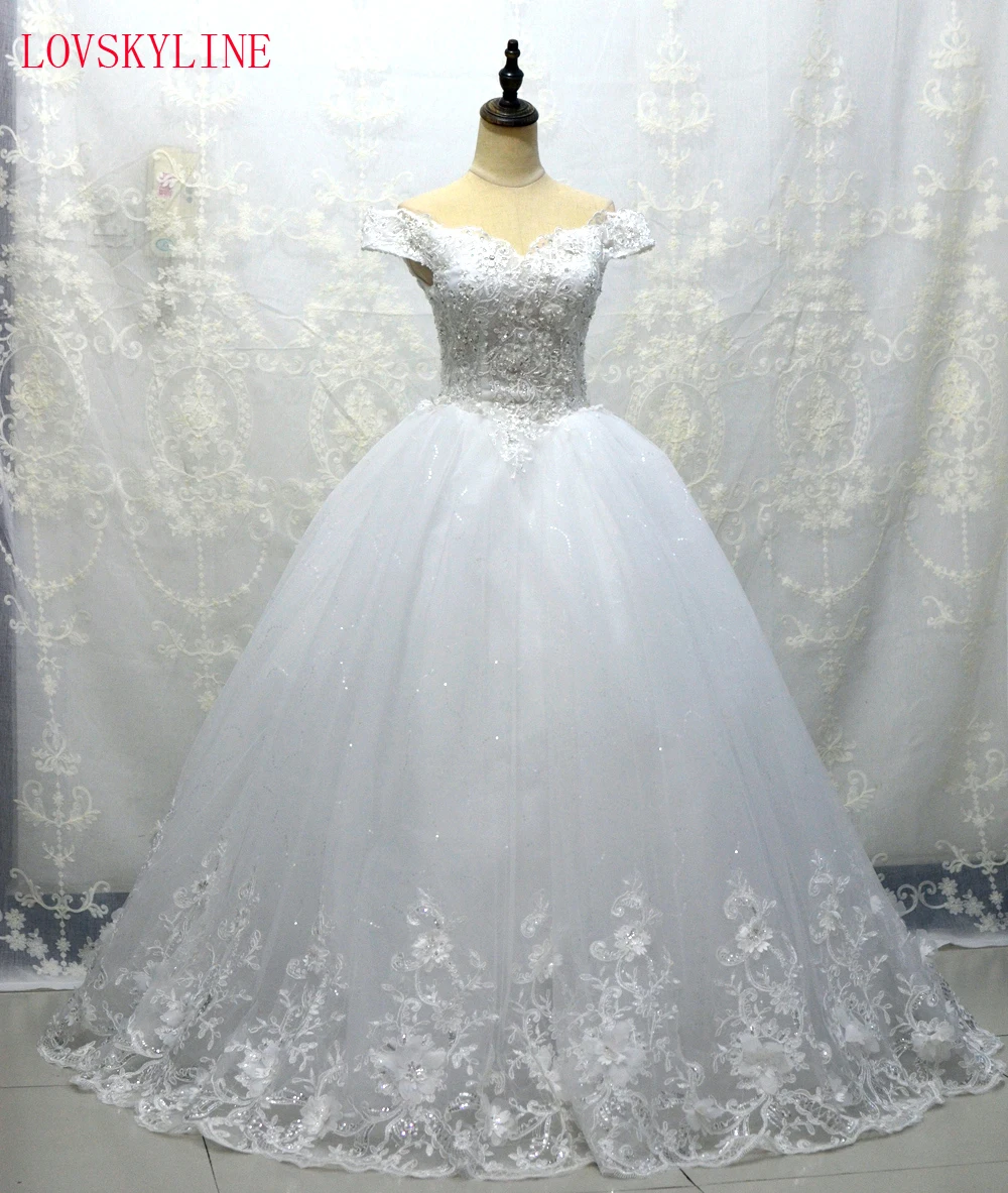 Lovskyline Vestido De Noiva индивидуальный заказ Кружево со шнуровкой сзади лодка Средства ухода за кожей шеи бисером аппликация рукавов Кружево свадебное платье