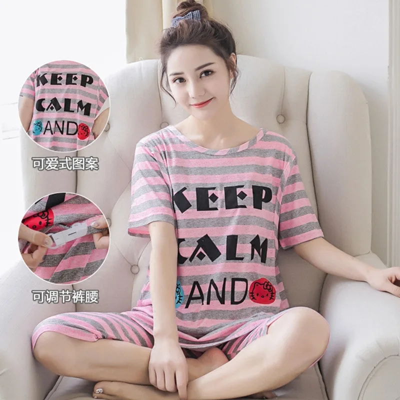 Летние модные пижамные комплекты для беременных рубашки кормления + шорты живота