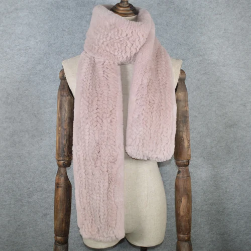 light purple pink Горячая Распродажа длинный стильный настоящий шарф из кроличьего меха Рекс Зимний вязаный брелок с мехом кролика рекс шарфы новые женские шарфы из кроличьего меха Рекс - Цвет: light purple pink