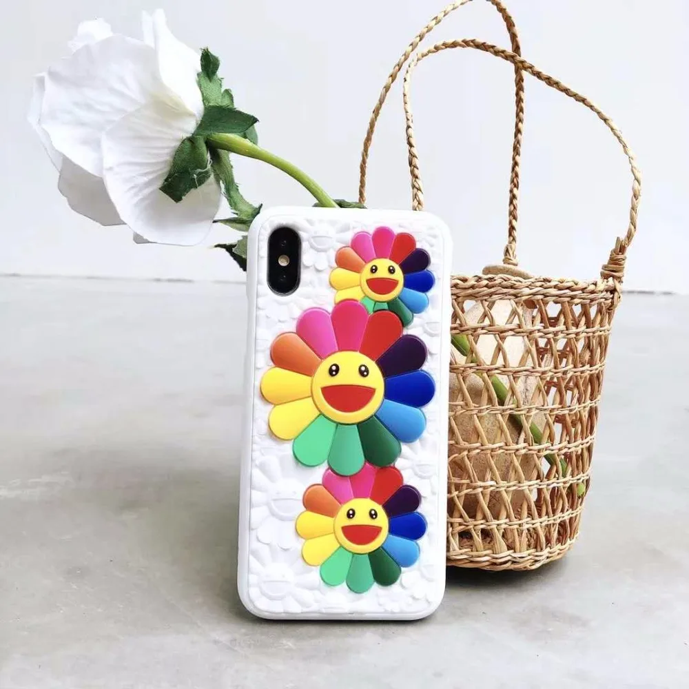 Милые чехлы с цветами солнца для iPhone 11 Pro 7 8 6s 6 Plus, чехол для телефона с симпатичным смайликом и цветами, задняя крышка, чехол для iPhone X MAX XR