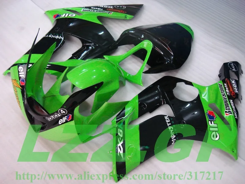 

Free custom fairing kit FOR NINJA ZX 6R 636 03 04 ZX-6R 03-04 ZX6R 2003 2004 ZX 6R 03 04 fairings green black Z1JJ1 LZZ.GP