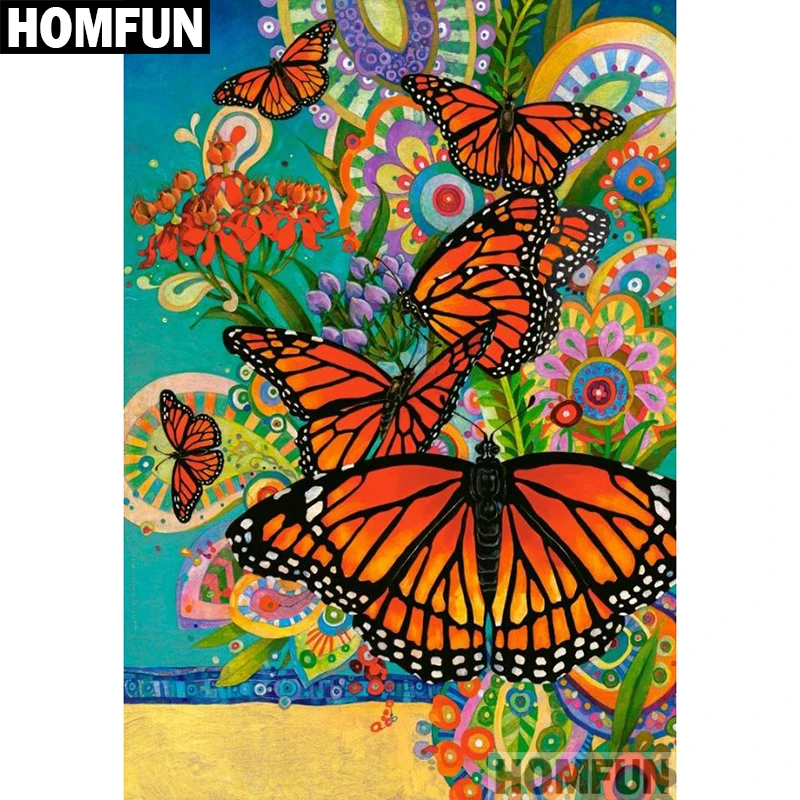 Алмазная 5D Вышивка HOMFUN сделай сам вышивка крестиком бабочка цветок домашний