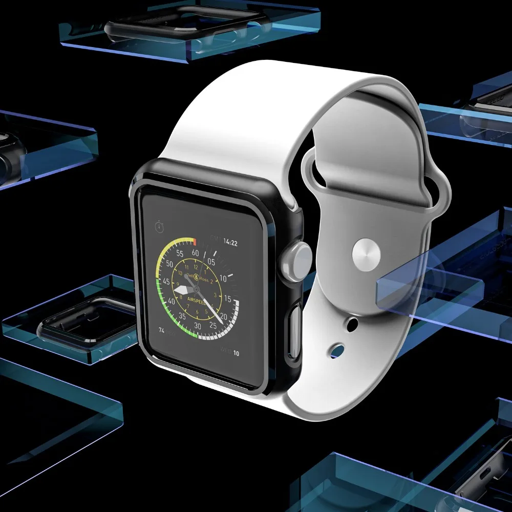 Черная рамка для Apple Watch series 4 3 2 1 пластиковый бампер жесткий защитный чехол iWatch38 40