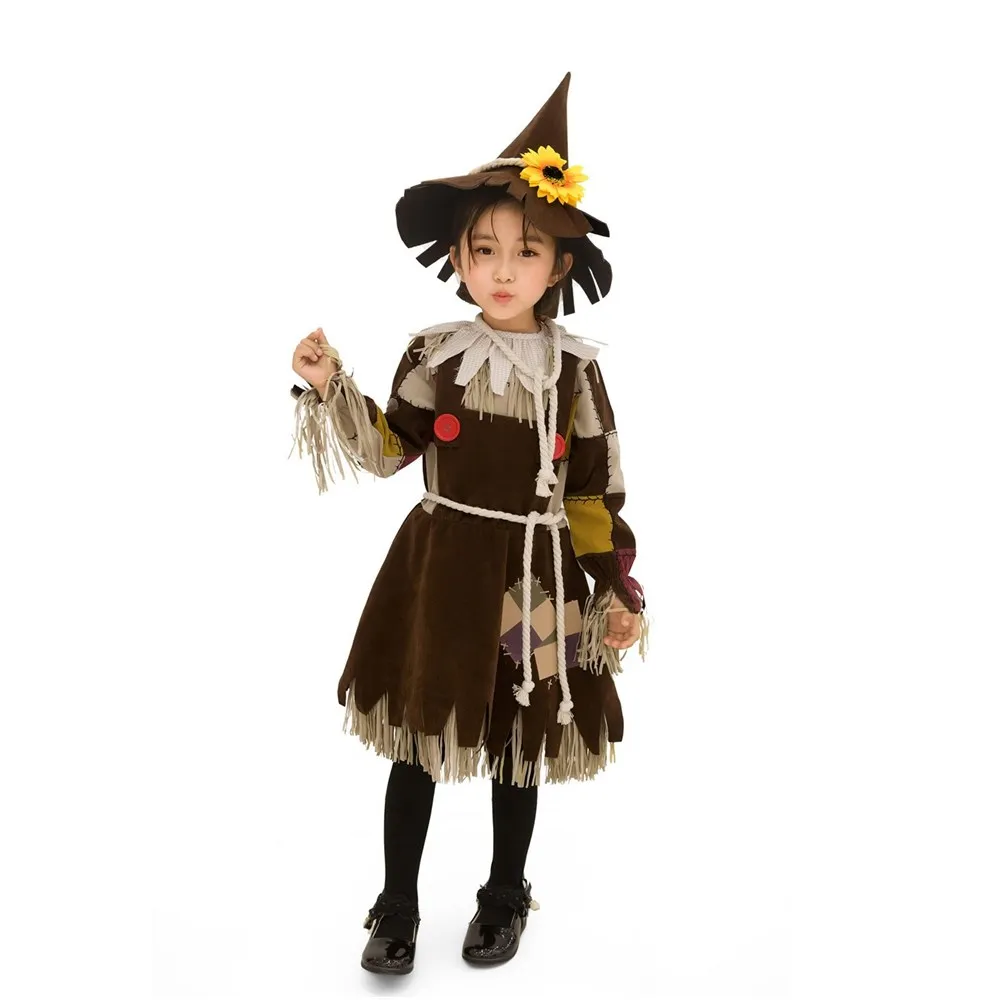 Детский Рождественский костюм чучела ведьмы для девочек юбка косплея детское