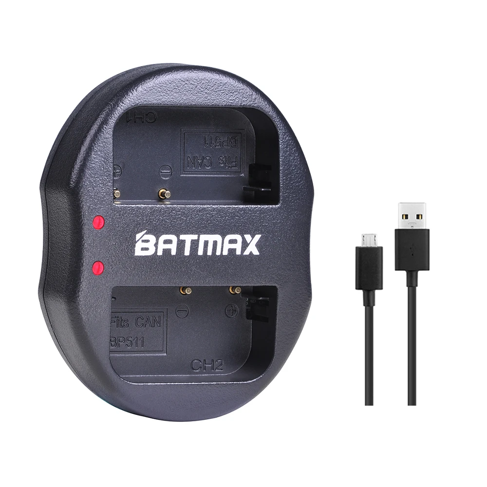 1X BP-511 BP511 BP511A аккумулятор + двойное зарядное устройство USB для цифровой камеры Canon