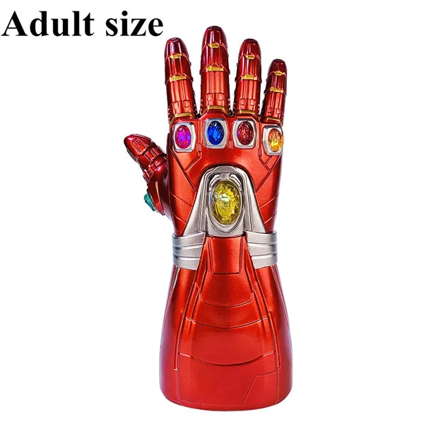 Adult Size Новинка 1:1 ПВХ светодиодный светильник Мстители Endgame Железный человек Nano Gauntlet Thanos Infinity Gauntlet Armor Tony Stark косплей перчатки реквизит - Цвет: Adult Size