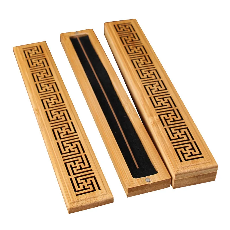 Бамбуковая курильница с ручной резьбой полый держатель для благовоний палочек