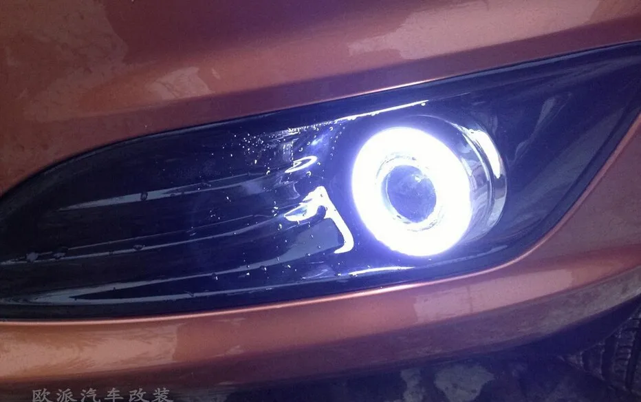 

top quality COB angel eye E13 projector lens fog lamp 5 colors led daytime running light for for ford fiesta 2013-16, one pair