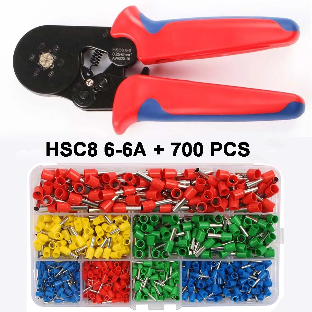 6-6A 700 NO BRAND HSC8 16-4 мини-типа саморегулируемые обжимные плоскогубцы 4-16мм2 терминалы обжимные инструменты многофункциональный инструмент Ручные плоскогубцы Четырехсторонние - Цвет: 6-6A 700 NO BRAND