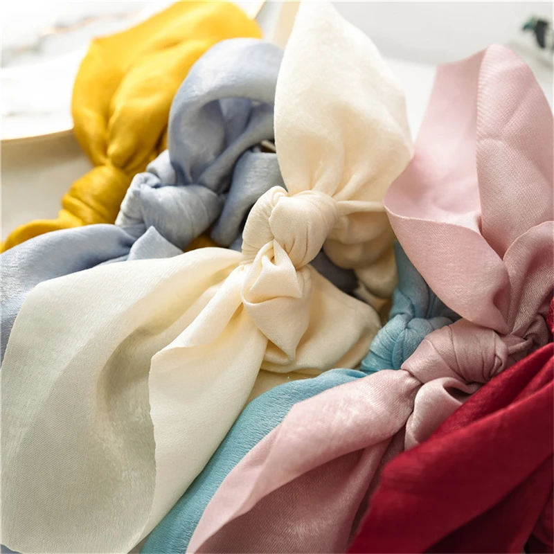 Элегантные женские эластичные резинки для девочек тиара атласная лента с бантом