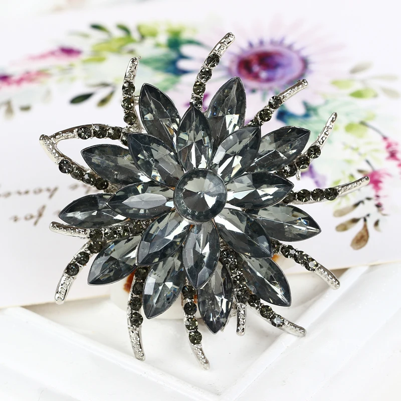 Женская корсажная брошь MINHIN свадебная с австрийским кристаллом|crystal brooch|large