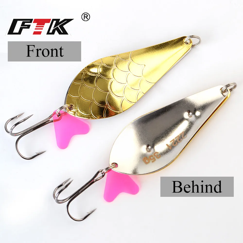 ФТК 1 шт Металл Рыбалка Spinner 30g/32g/40g Щука приманку жесткие приманки ложка с тройной