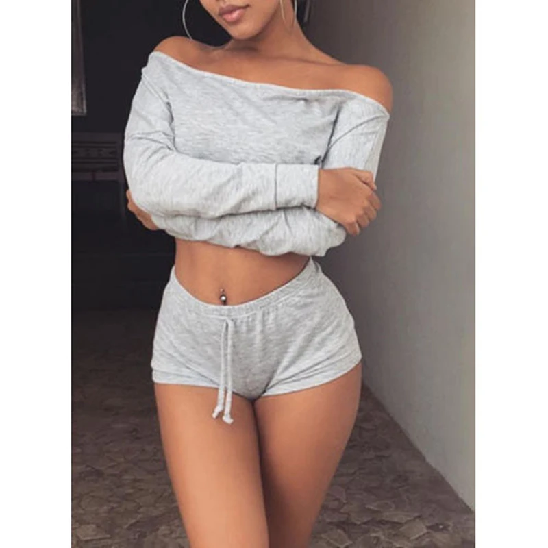 Новый летний женский модный повседневный комплект шорт с длинным рукавом и