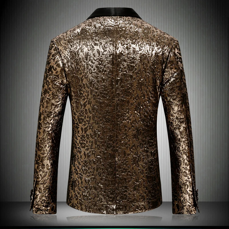 Золотой пиджак смокинг роскошный блестящий золотой для выпускного вечера 2017