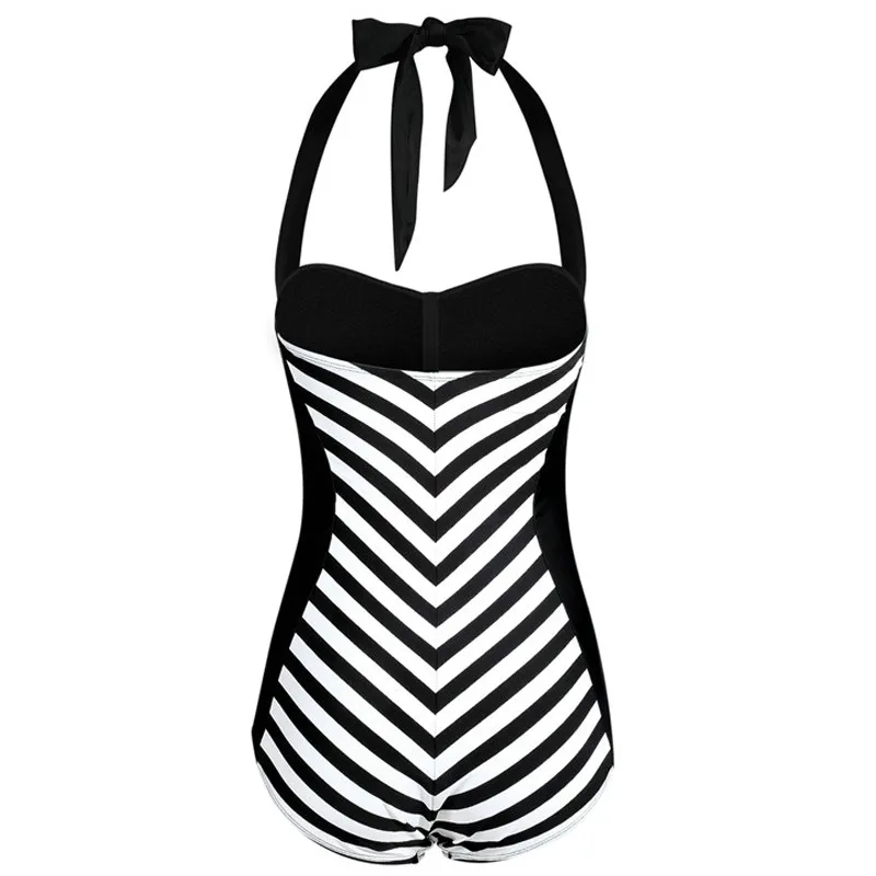 2019 NEW Girl's Woman Classic Retro Style One Pieces Swimwear Black&ampWhite Striped swimsuit High Quality Dispaly Real photos |