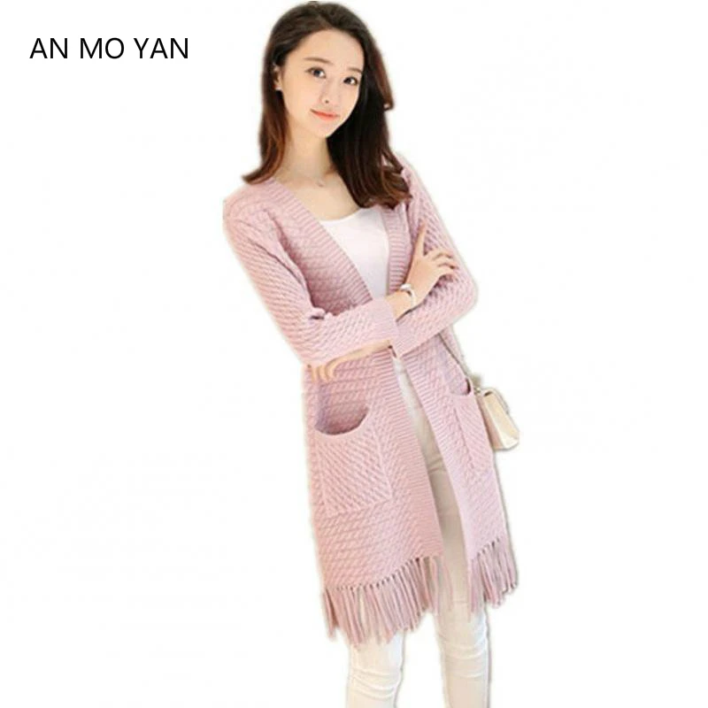 Russian Yellow Long Section Knit Women's Sweater Soft Material Fashion Tassel Harajuku Sweaters Loose Clothing Casual Style Tops |