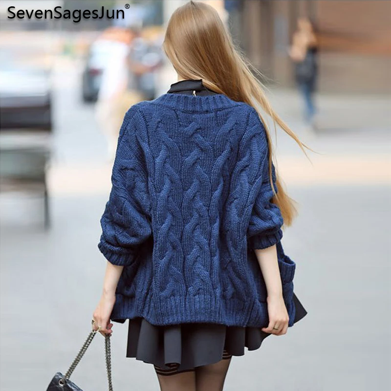 SSJ Casual Knitting Cardigan Female Loose Wool Knitted 2018 Warm Women Winter Sweaters Oversize |