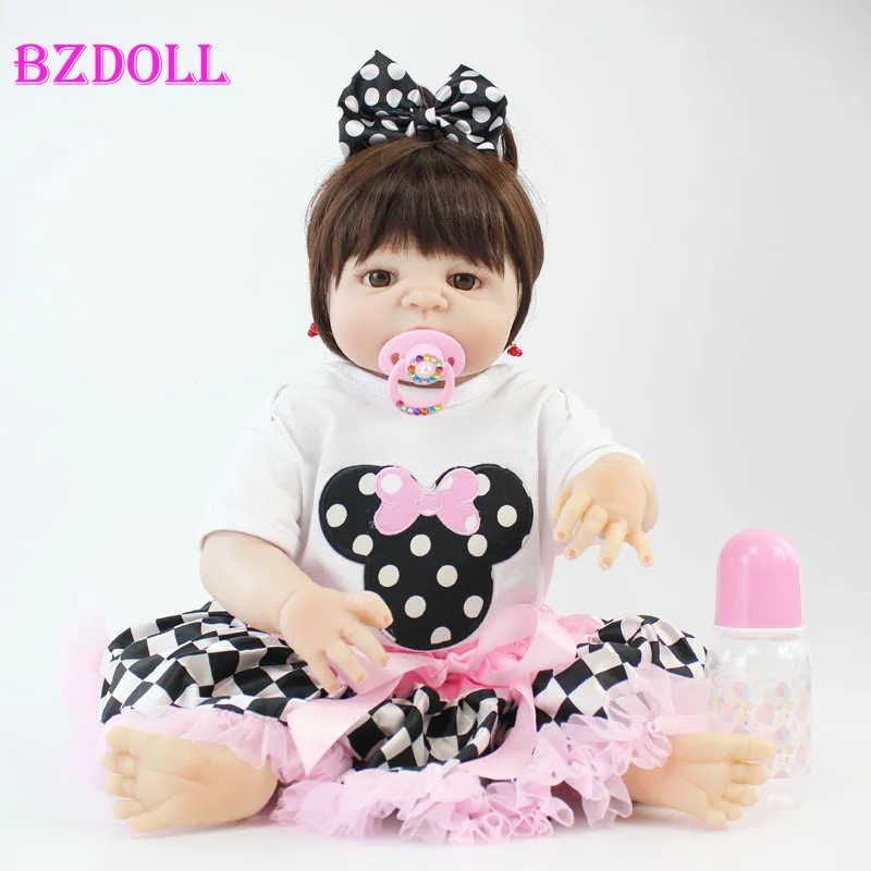 

55cm Full Body Silicone Reborn Doll Lifelike 22'' Soft Vinyl Newborn Princess Babies Girl Bonecas Bebe Alive Bathe Toy