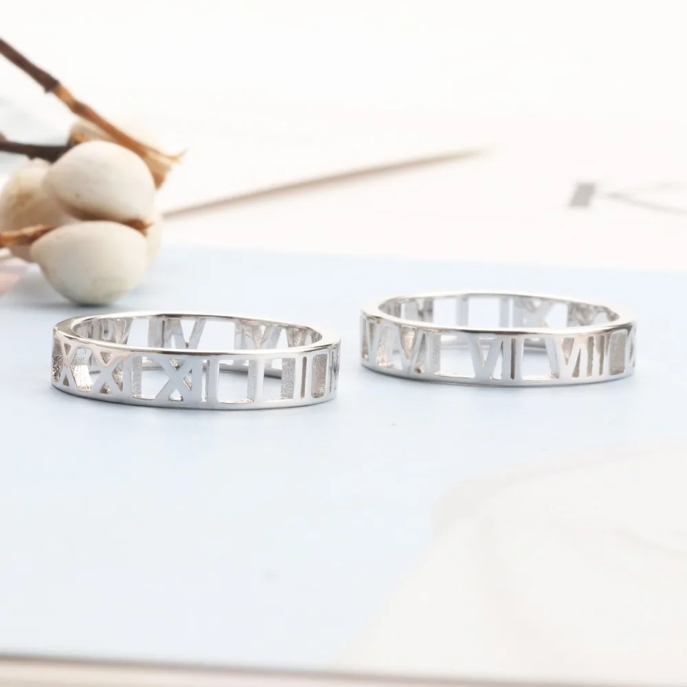 Женское кольцо в римском стиле Buyee серебряное с цифрами 925 пробы великолепное