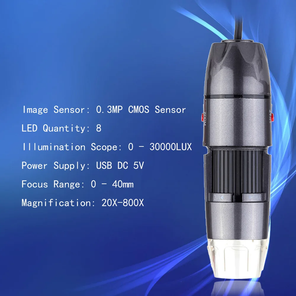 Цифровой USB микроскоп с увеличением 20 800X 8 светодиодов эндоскоп увеличительной