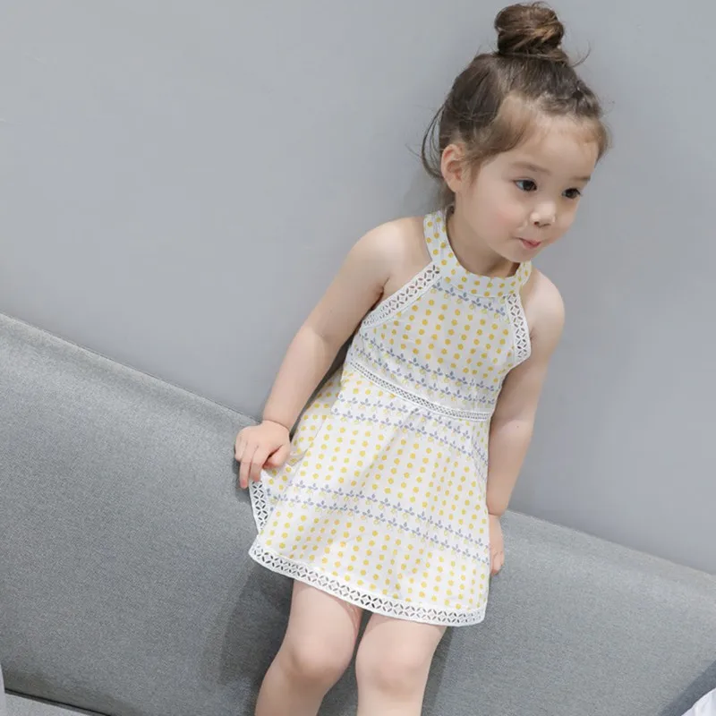 2018Summer Girl Dresses Baby Hanging neck Cotton Vest Princess Girls Dress Newborn Infant Sundress Clothes Cute Flower Vestidos | Детская
