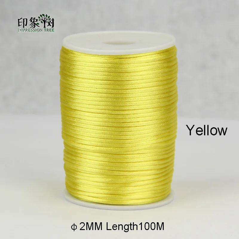 Yellow 100 м/рулон 2 мм нейлоновая нить китайский узел макраме браслет Плетеный шнурок DIY кисточки вышивка бисером Изготовление ювелирных изделий нить 484 - Цвет: Yellow