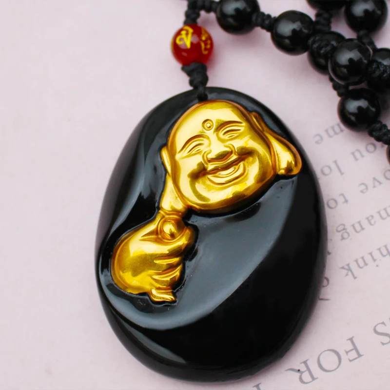 Ожерелье с черными камнями кулон Будды мужские и женские модели ювелирные