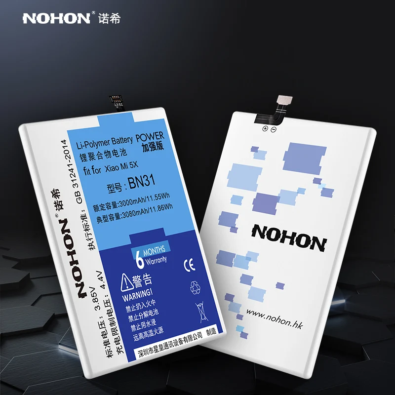 NOHON BN31 BN36 BM22 BM31 BM32 батарея для Xiaomi Mi 5X 6X 5 4 3 Mi5X Mi6X Mi5 Mi4Mi3 По настоящему высокое