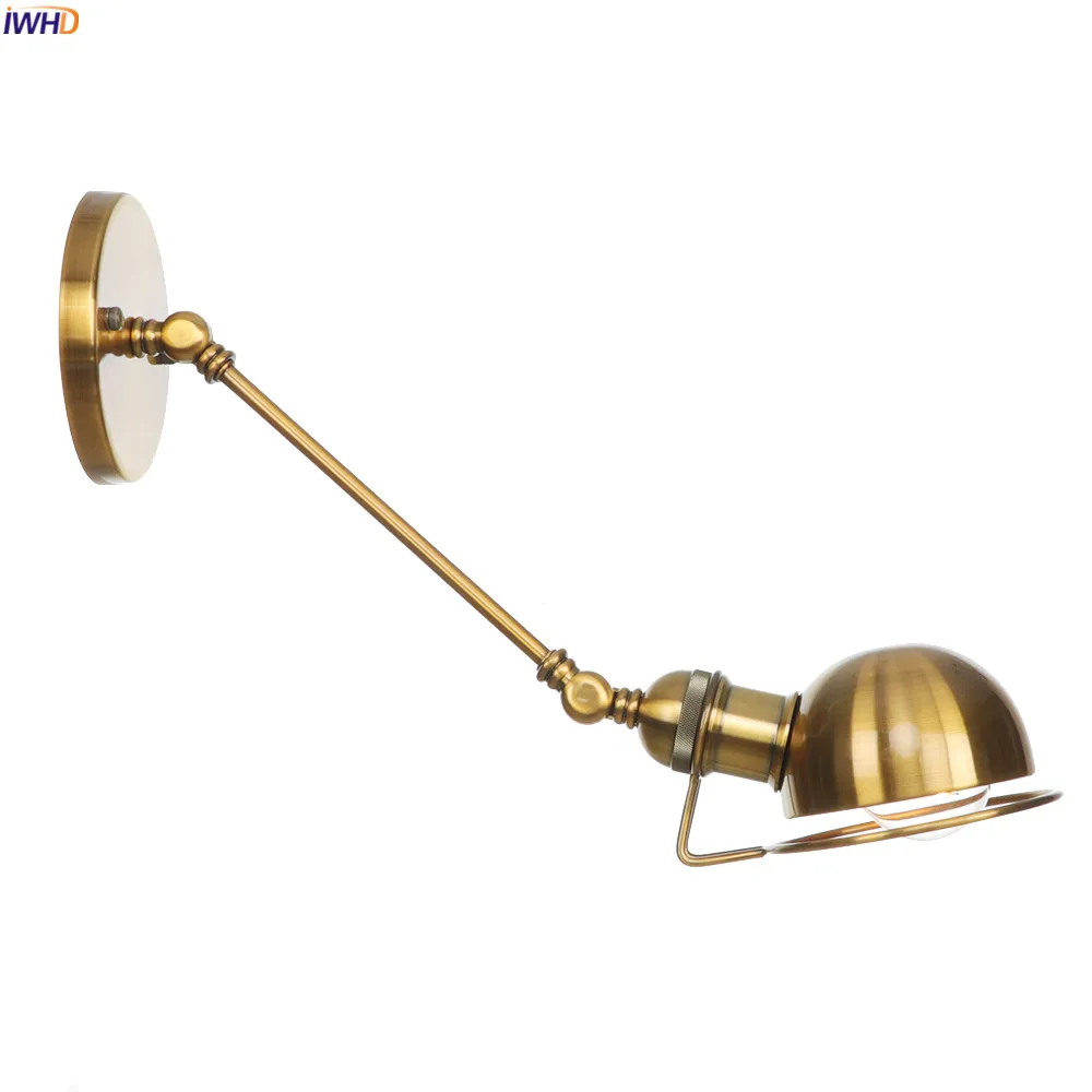 Винтажная Золотая настенная лампа IWHD в стиле лофт светильник для спальни