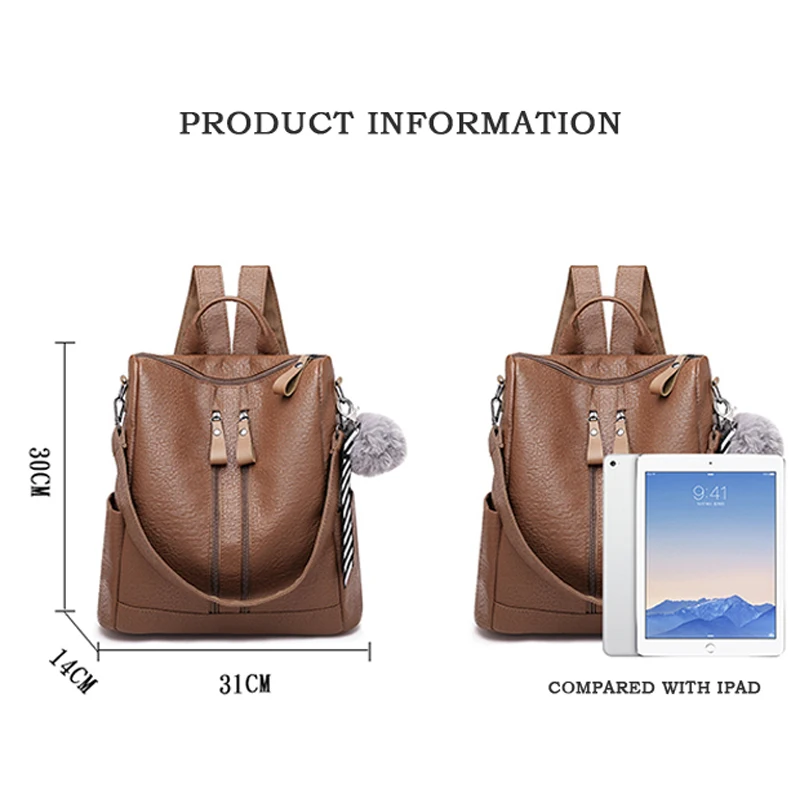 

Classic Designer Backpack Purse For Women travel Casual Detachable Crossbody Fashion PU Leather Shoulder Bag girl knapsack