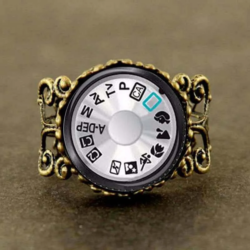 Кольцо для фотосъемки со стальным циферблатом и Черной Камерой ювелирное