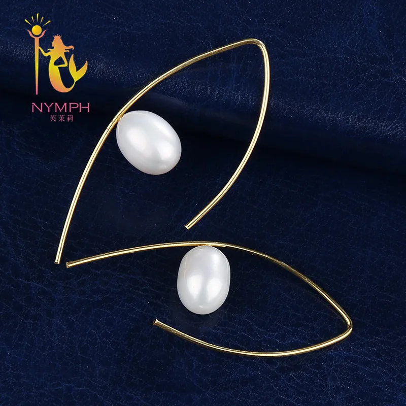 Серьги [NYMPH] с пресноводным жемчугом реальный серебряный жемчуг ювелирные