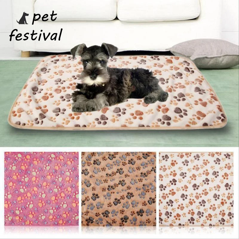 

Pet Festival, милые коврики для собак, Коралловая флисовая лапа, с принтом ног, теплое одеяло для домашних животных, спальные кровати, коврик для м...