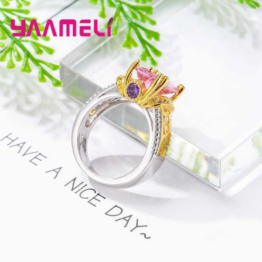 Charm Romantic Pink Lowet Price 925 Sterling Silver Finger Rings For Women Girls Present Modern Cubic Zircon Jewelry | Украшения и