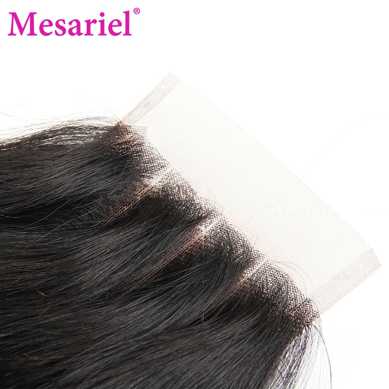 Mesariel 5X5 Transparent Lace Closure Malaysian Straight Human Hair Swiss Non-Remy Natural Color | Шиньоны и парики