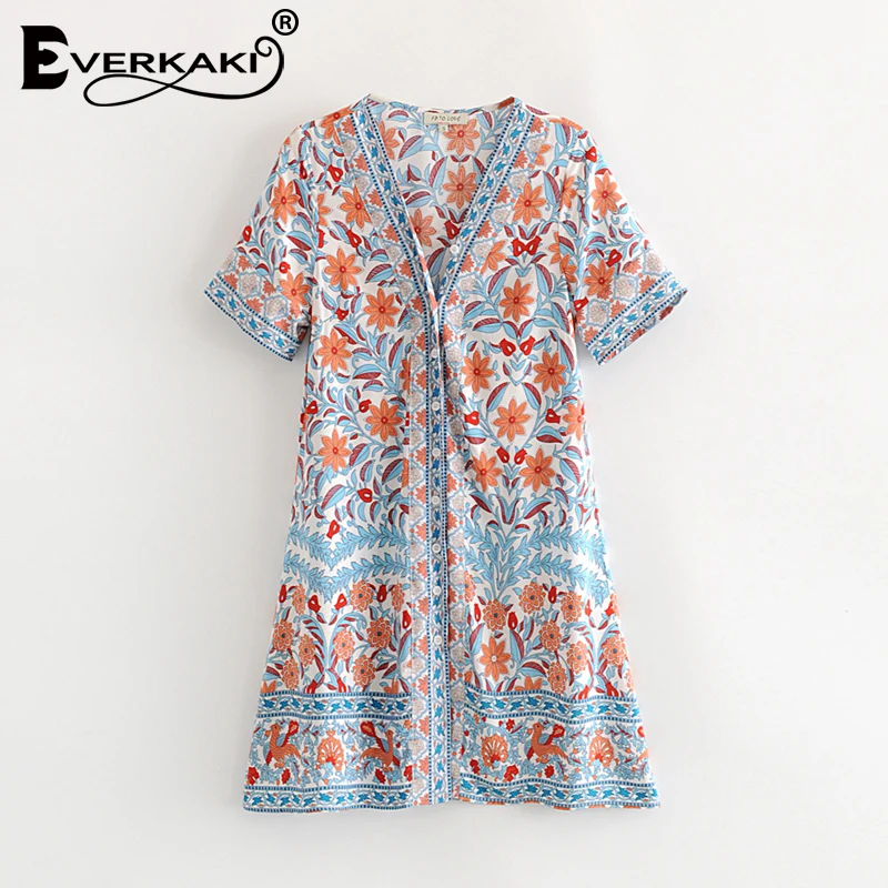 Everkaki &quotджипси&quot Мини платье для женщин с v образным вырезом 3 Цвета доступны в