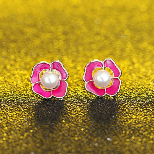 Женские серьги гвоздики из серебра 925 пробы с жемчугом|flower stud earrings|flower pearl earringsflower