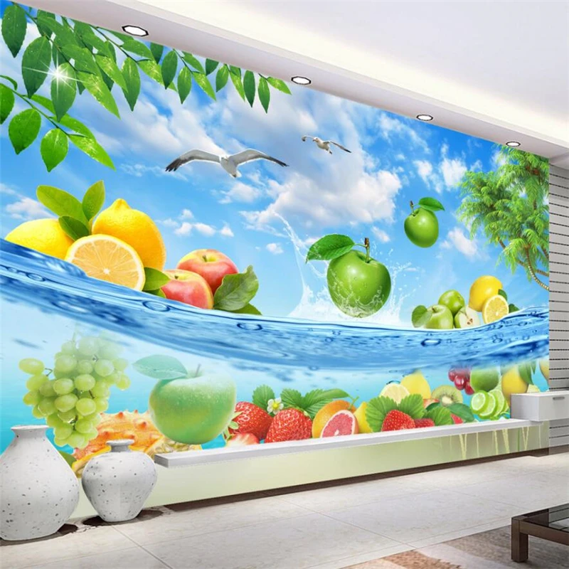 

wellyu High-definition fruit fresh summer Hawaii seawater living room TV background wall custom large mural green wallpaper