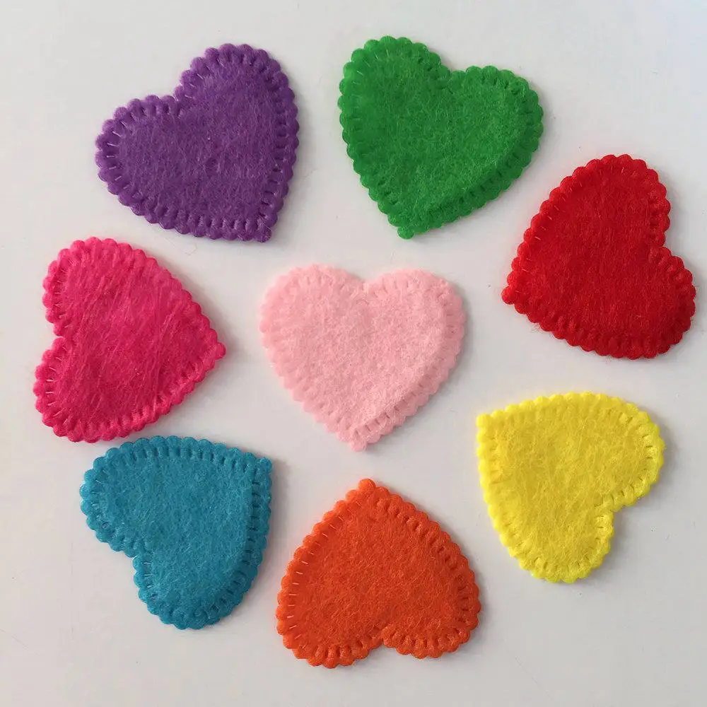 

NEW 50PCS Mix 25mm Padded Felt Heart Appliques Crafts Wedding Making DIY/wedding A69A