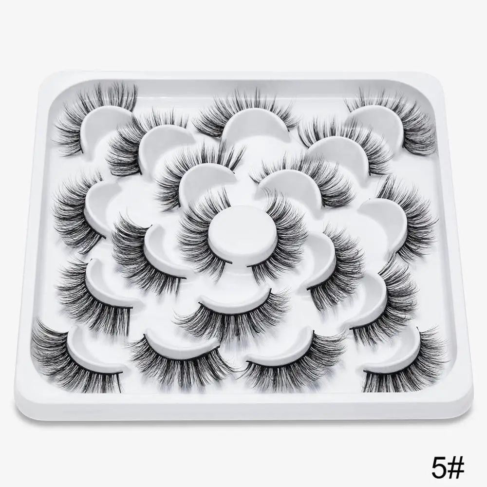 05 SEXYSHEEP 10 пар 3D Мягкие Накладные ресницы из искусственной норки натуральные спутанные ресницы крест-накрест Висячие ресницы расширение глаз макияж инструменты - Цвет: 05