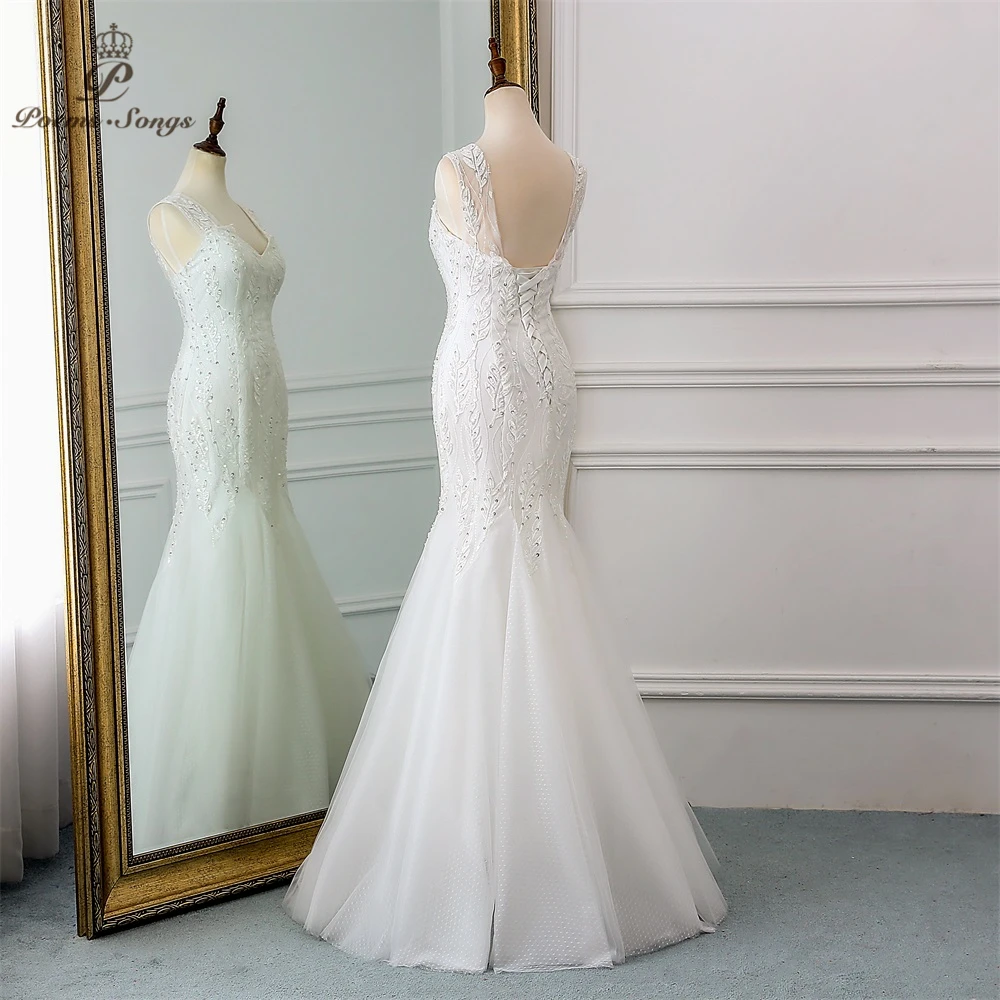 Новинка красивое кружевное свадебное платье с блестками 2020 юбкой годе